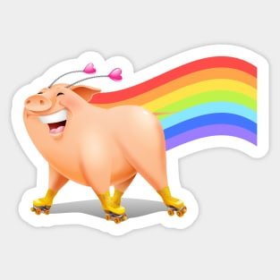 Rainbow Roller Piggy Sticker